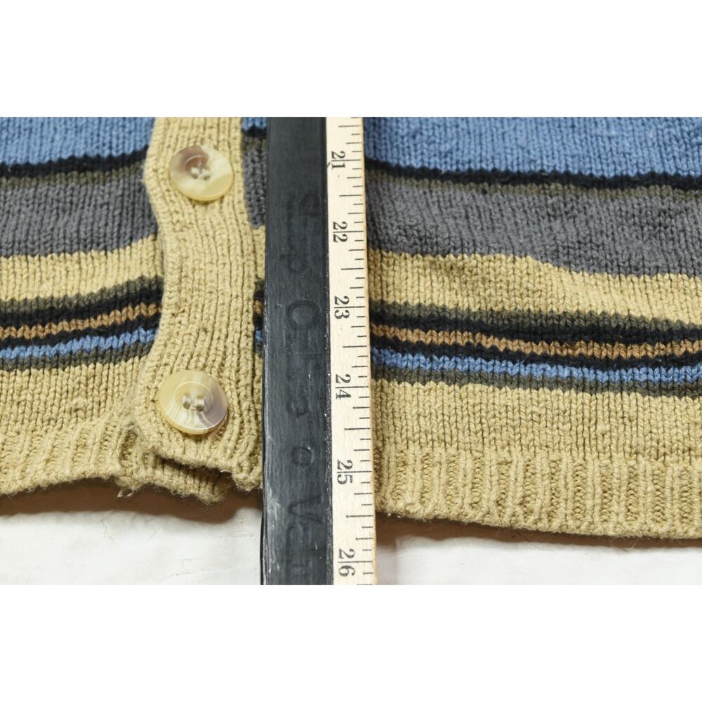 Vintage GAP Sweater Vest Mens Large Beige Blue Striped Silk Cotton Button-Up - Picture 8 of 9